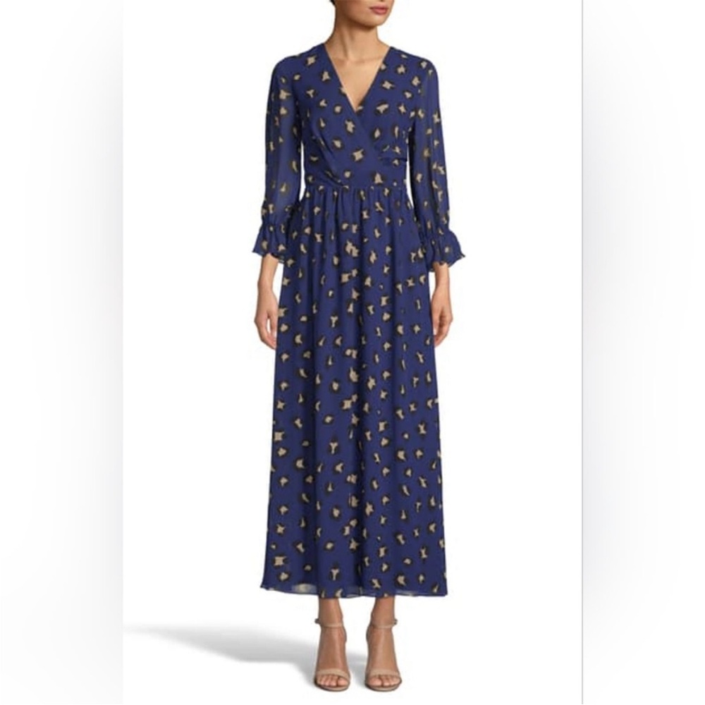 Elegant Blue and Gold Women's Maxi Dress